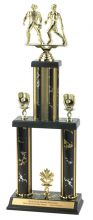 Column Trophy Black Marble Baseball