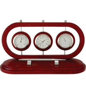 Matte Rosewood Weather Station &amp; Pen Clock